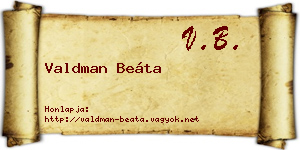 Valdman Beáta névjegykártya